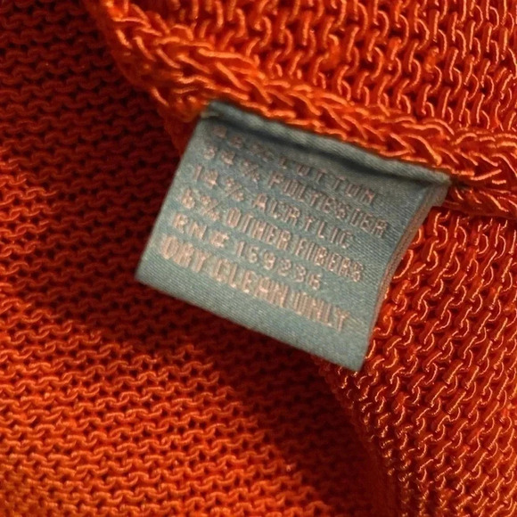 J. McLaughlin orange v neck sweater - cotton blend - light weight - medium - Picture 4 of 6